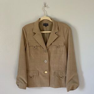 Bay Studio tan women’s jacket with silver hardware size 14P utility fall neutral